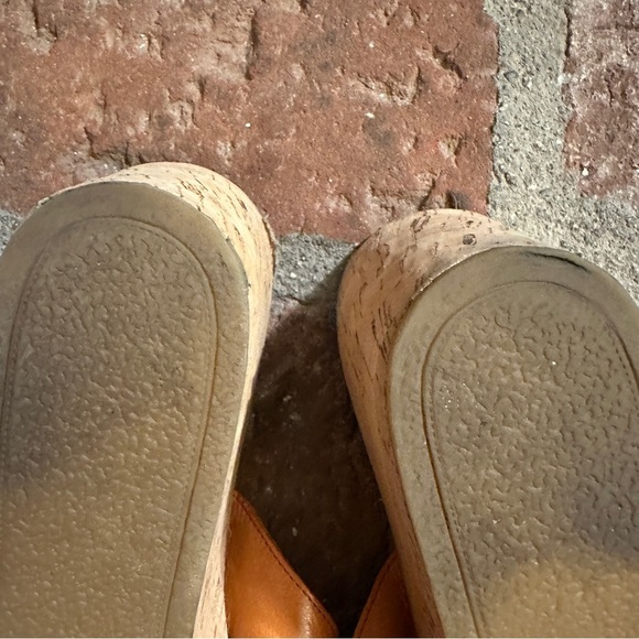 Women's Sam Edelman Orange & Brown Romy Leather Wedge Cork Heel Sandals size 11 - Picture 13 of 16